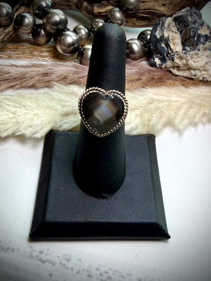 Faceted Abalone Heart Ring- 7