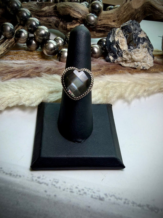 Faceted Abalone Heart Ring- 7