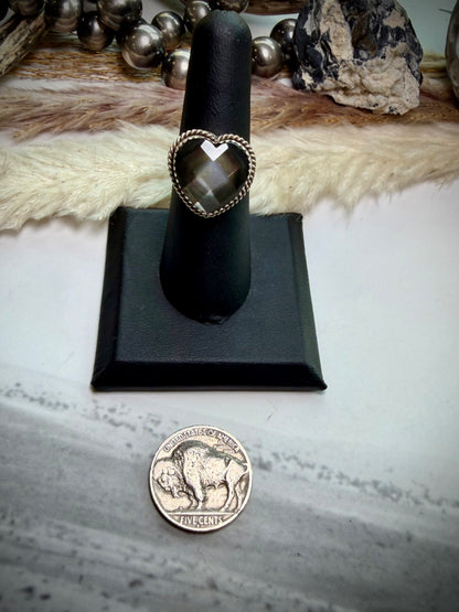 Faceted Abalone Heart Ring- 7