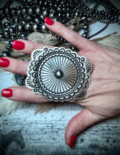 Very Large Leander Tahe Sterling Silver Stamped Rings