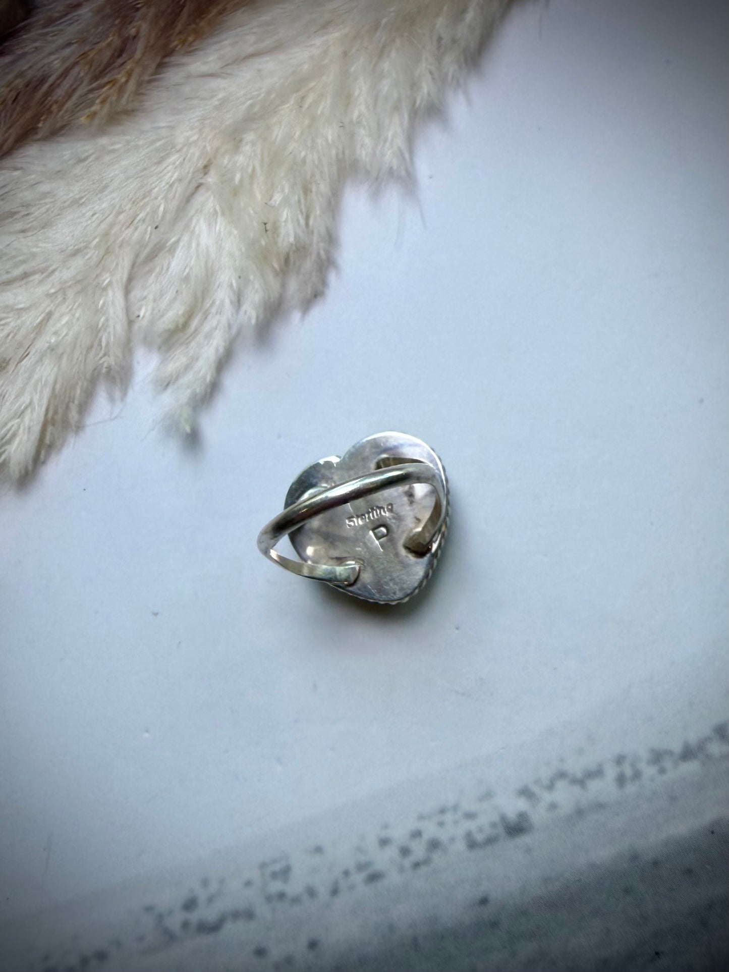 Faceted Abalone Heart Ring- 7