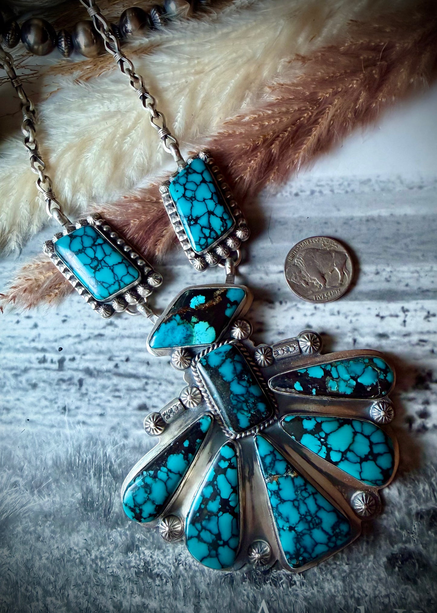 Indian Mountain Turquoise Statement Necklace