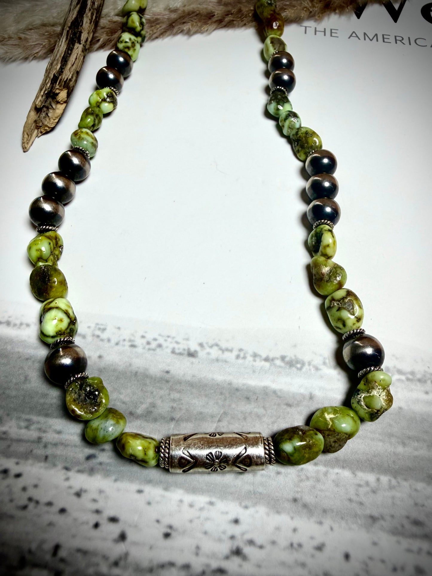 23" Chunky Palomino & Barrel Bead Necklace