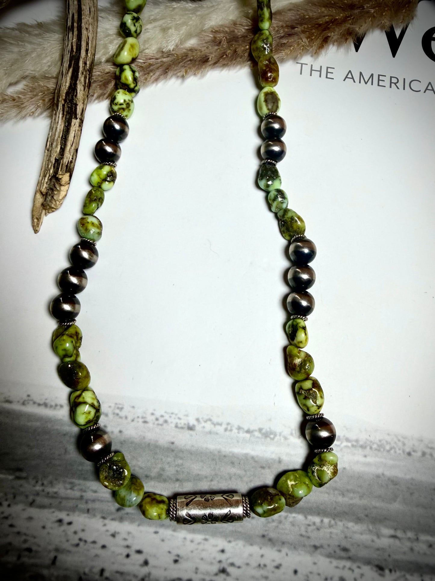 23" Chunky Palomino & Barrel Bead Necklace