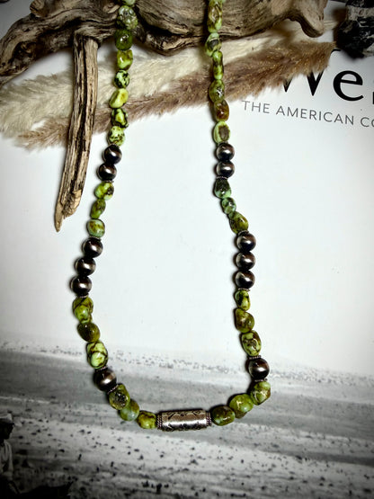 23" Chunky Palomino & Barrel Bead Necklace