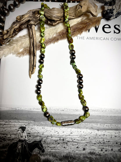 23" Chunky Palomino & Barrel Bead Necklace