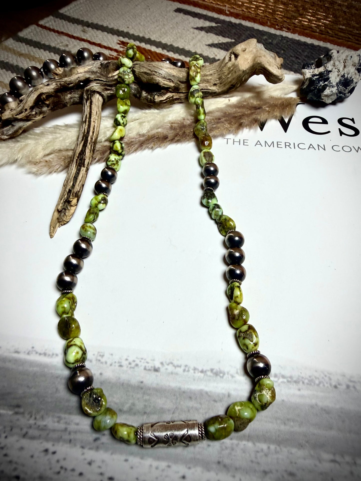 23" Chunky Palomino & Barrel Bead Necklace