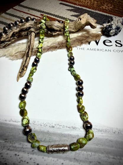 23" Chunky Palomino & Barrel Bead Necklace