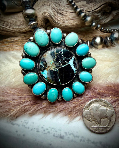Ella Peter Blackjack and Turquoise Ring (Size 7 1/2)