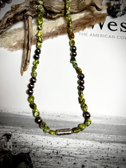 23" Chunky Palomino & Barrel Bead Necklace