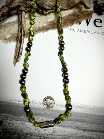23" Chunky Palomino & Barrel Bead Necklace