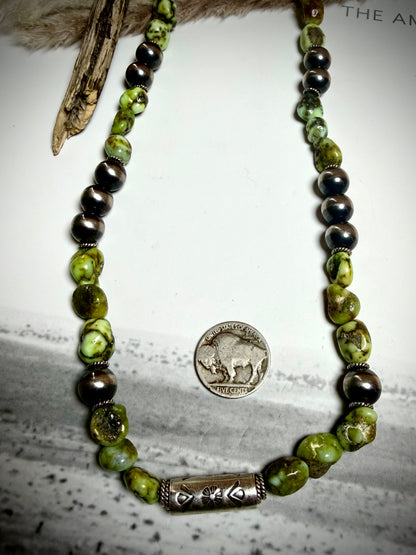 23" Chunky Palomino & Barrel Bead Necklace
