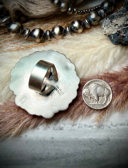 Ella Peter Blackjack and Turquoise Ring (Size 7 1/2)