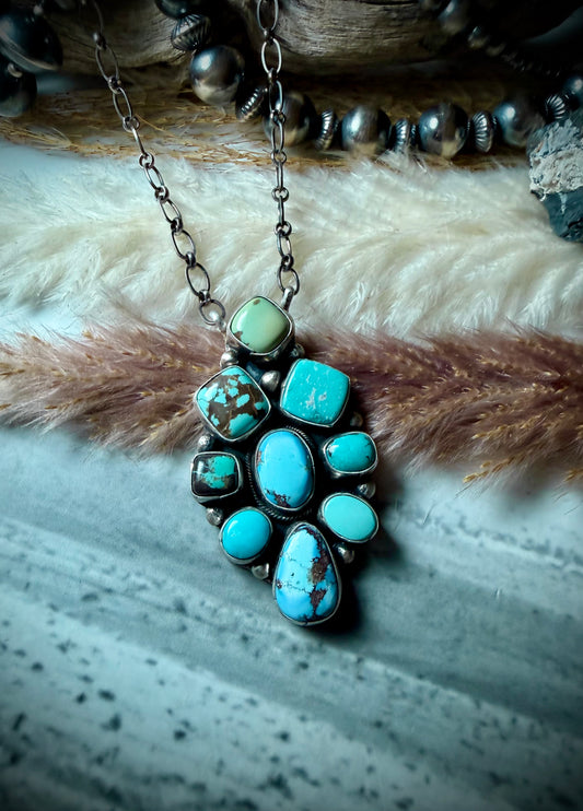 Mixed Mine Cluster Pendant Necklace