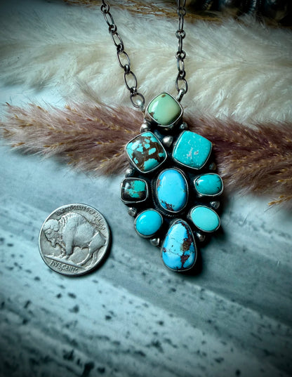 Mixed Mine Cluster Pendant Necklace