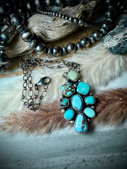 Mixed Mine Cluster Pendant Necklace