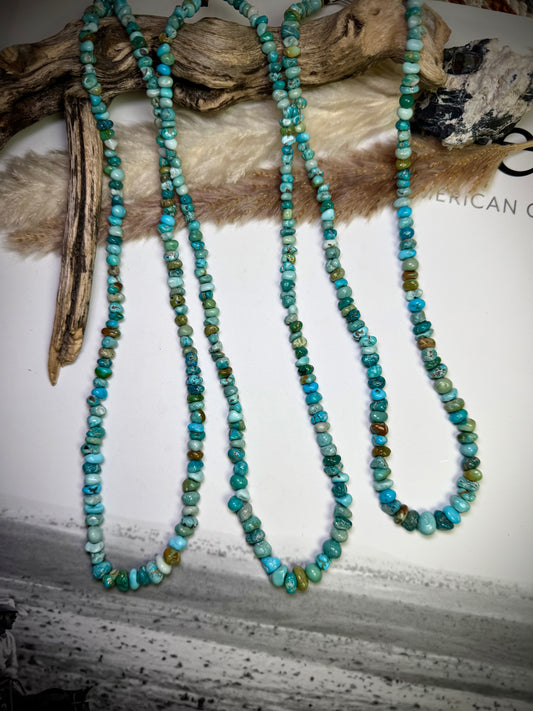 Genuine Lone Mountain Turquoise Beaded Necklaces