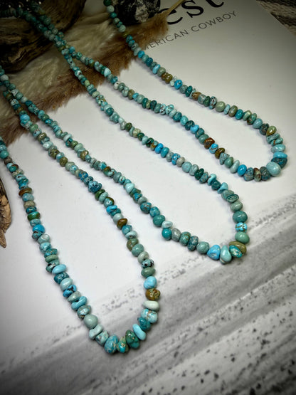 Genuine Lone Mountain Turquoise Beaded Necklaces