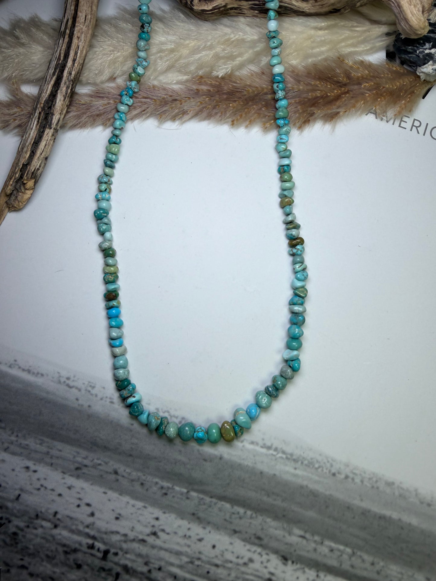 Genuine Lone Mountain Turquoise Beaded Necklaces