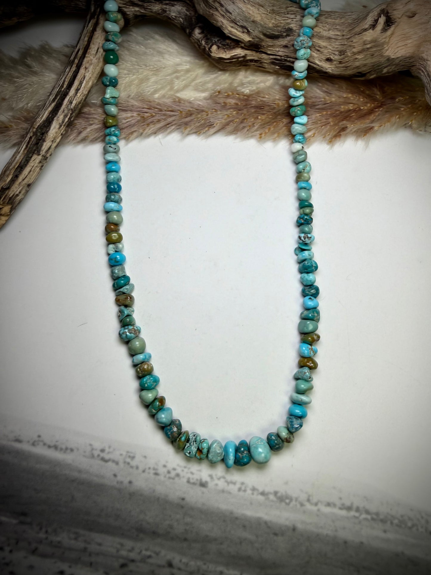 Genuine Lone Mountain Turquoise Beaded Necklaces