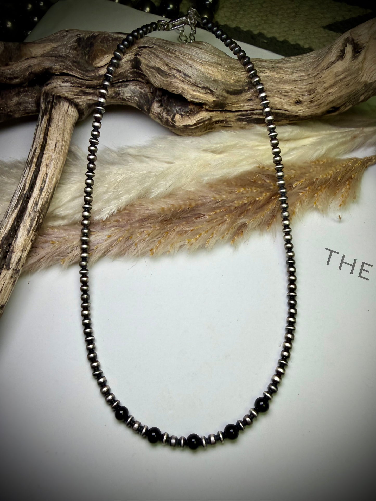 14" 3mm Sterling Pearl & Black Onyx Pearl Necklaces