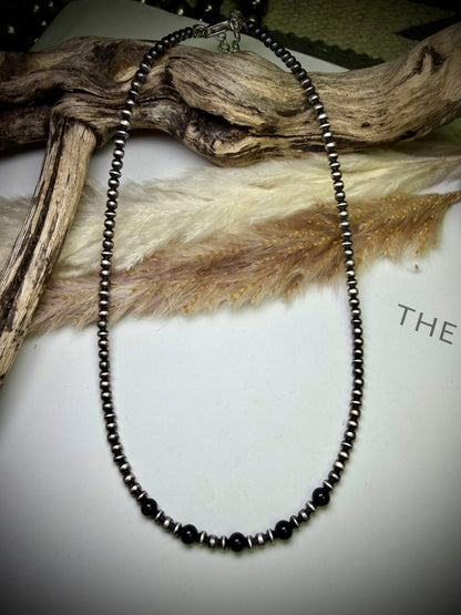 14" 3mm Sterling Pearl & Black Onyx Pearl Necklaces