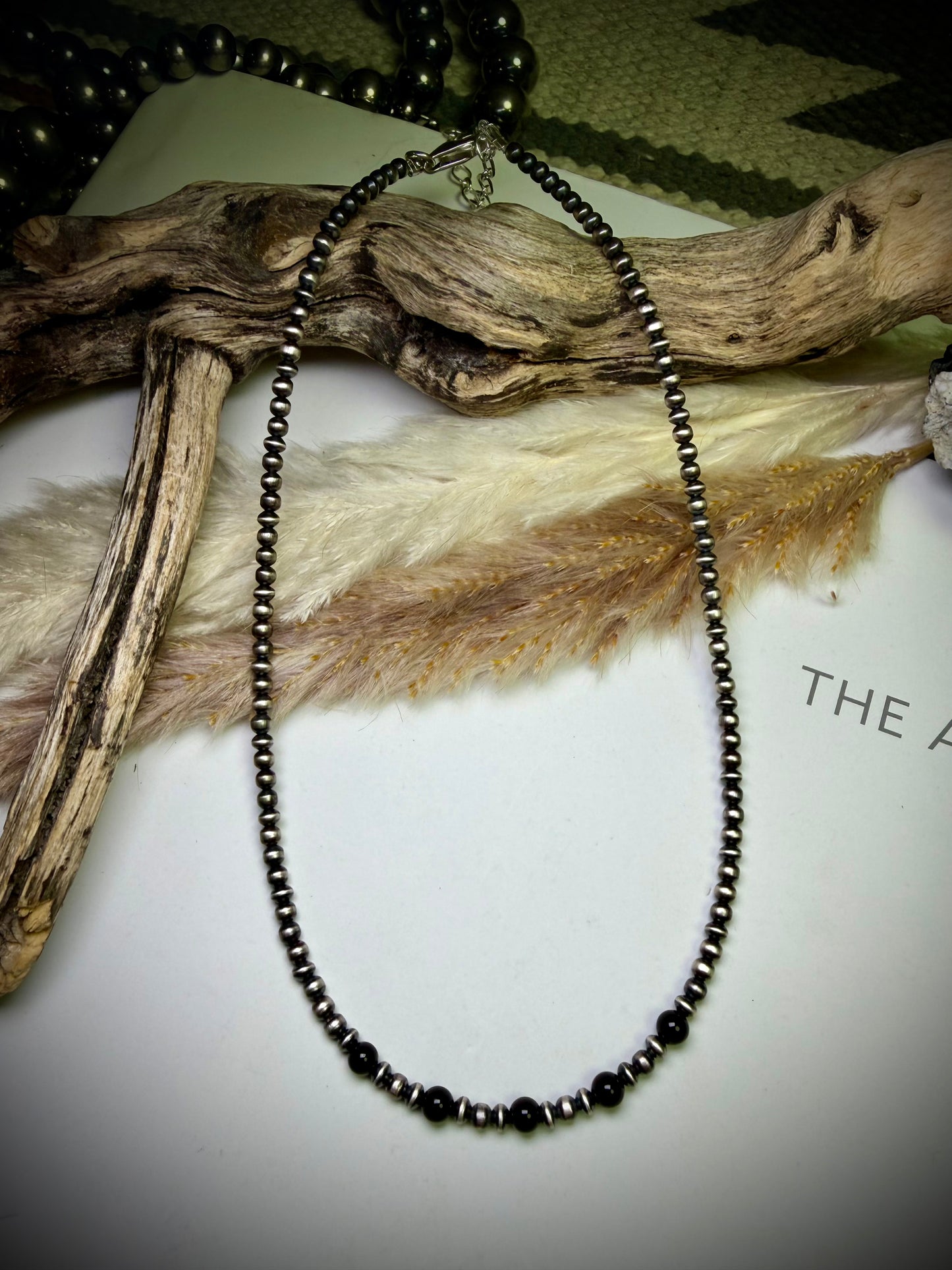 14" 3mm Sterling Pearl & Black Onyx Pearl Necklaces