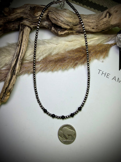 14" 3mm Sterling Pearl & Black Onyx Pearl Necklaces