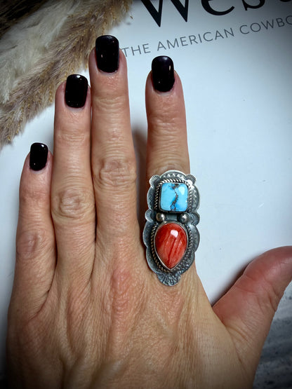 Golden Hills & Red Spiny Ring- Adjustable