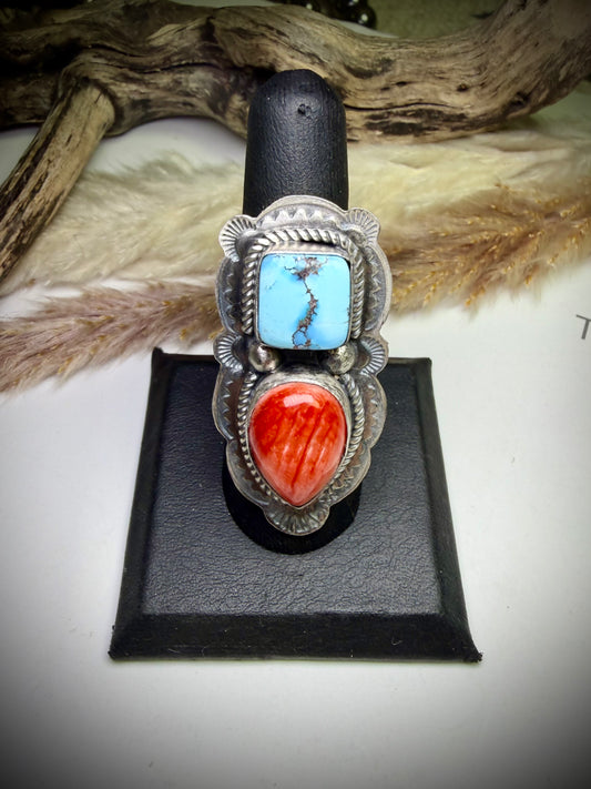Golden Hills & Red Spiny Ring- Adjustable