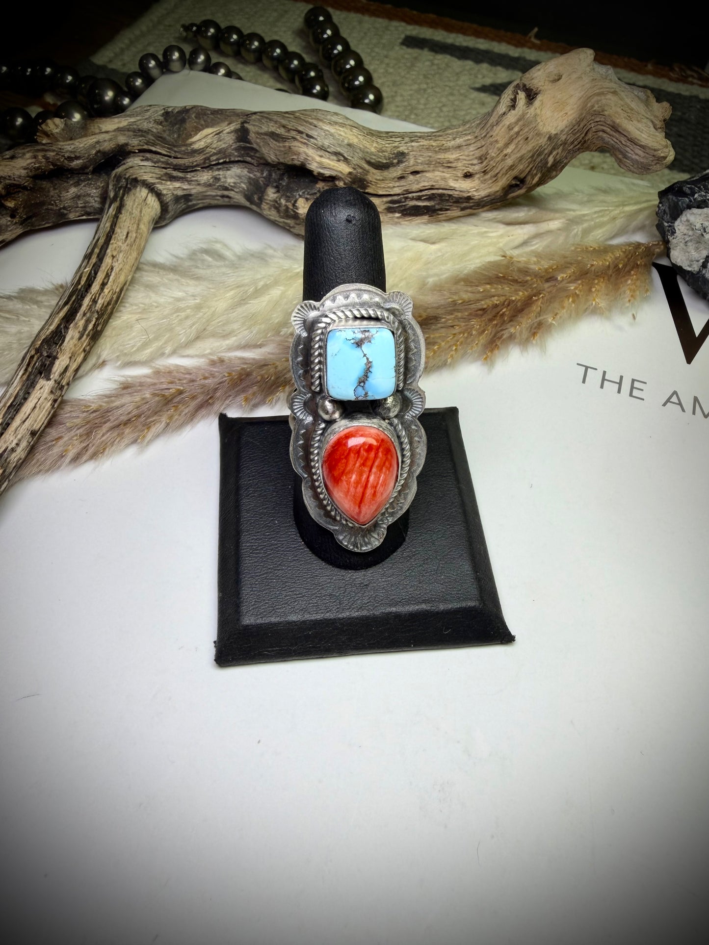 Golden Hills & Red Spiny Ring- Adjustable