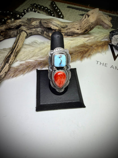 Golden Hills & Red Spiny Ring- Adjustable