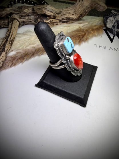 Golden Hills & Red Spiny Ring- Adjustable