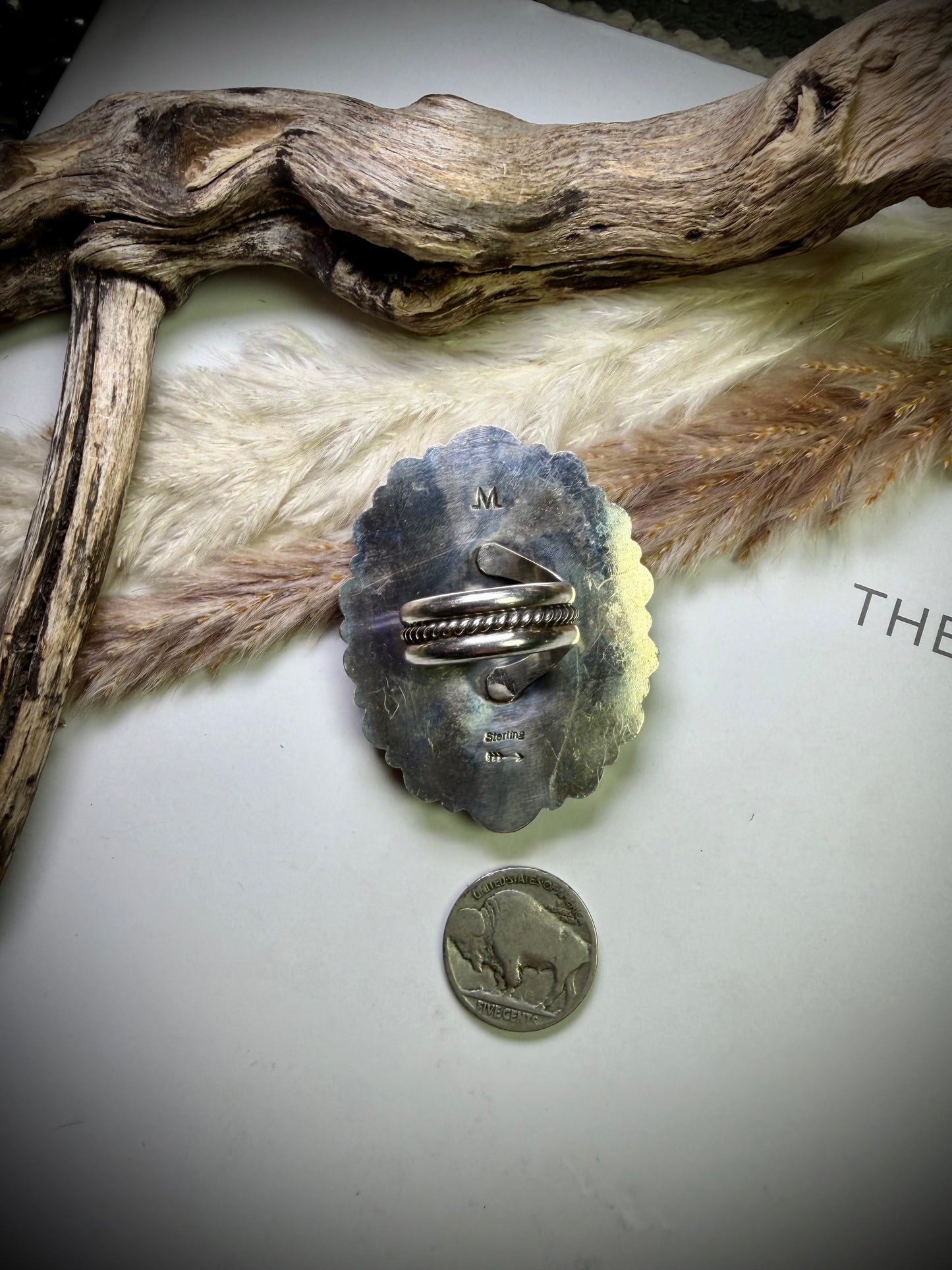 Red Spiny & Mother Of Pearl Adjustable Ring