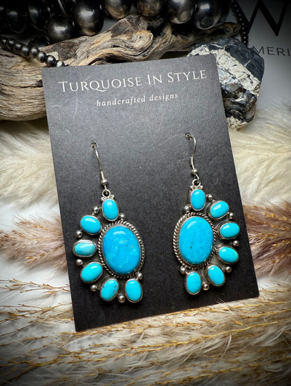 Turquoise Half Cluster Dangles