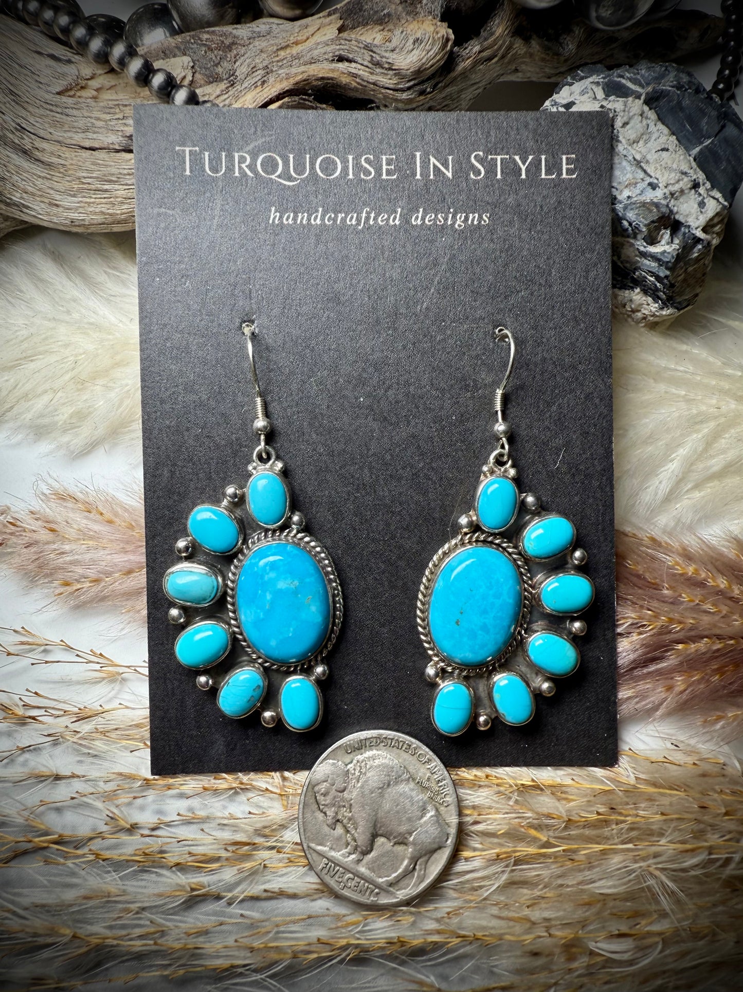Turquoise Half Cluster Dangles
