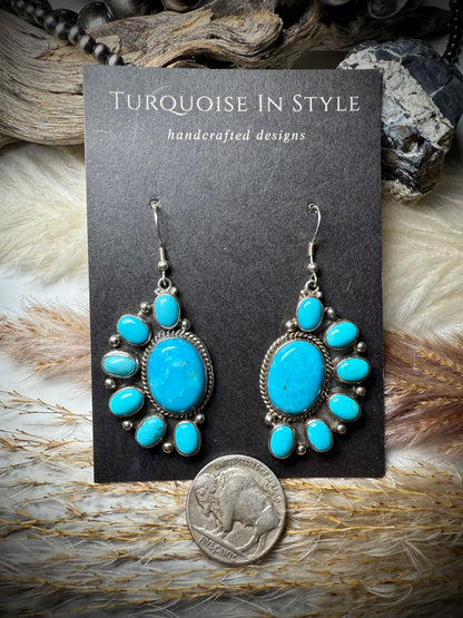 Turquoise Half Cluster Dangles