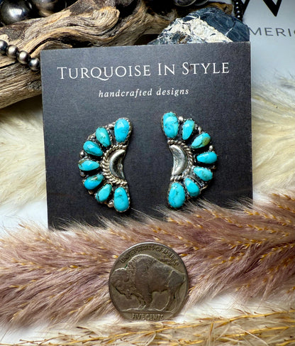Turquoise Half Cluster Studs