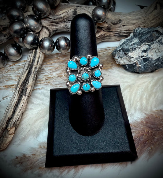 Fairren Begay Turquoise Cluster Ring (Adjustable)