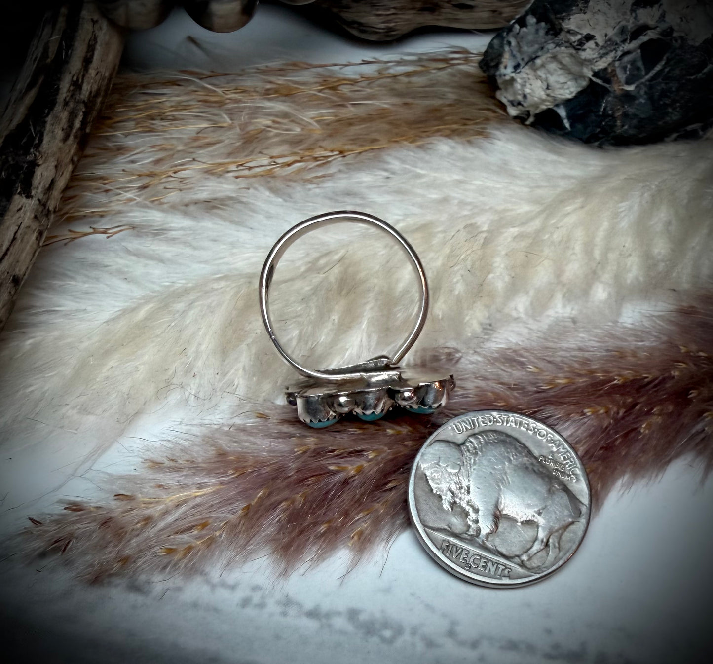 Fairren Begay Turquoise Cluster Ring (Adjustable)