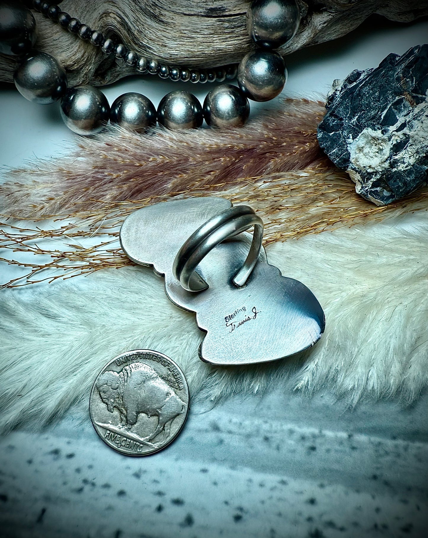 Megan's Three Stone Orange Spiny Ring (Adjustable)