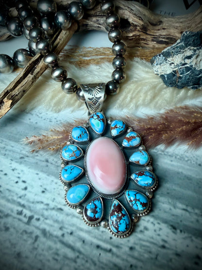 Golden Hills and Pink Conch Pendant