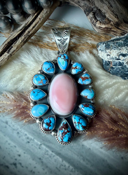 Golden Hills and Pink Conch Pendant