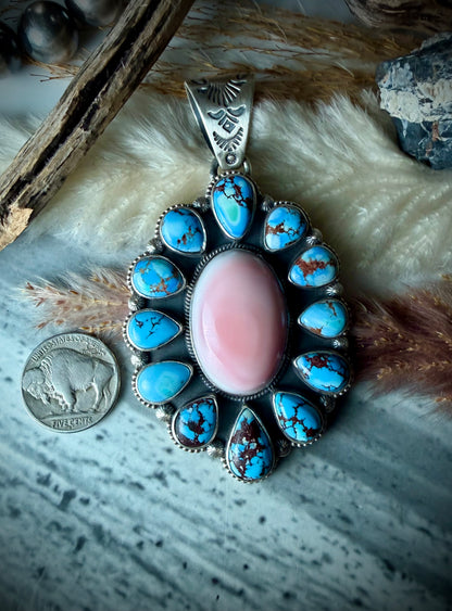 Golden Hills and Pink Conch Pendant