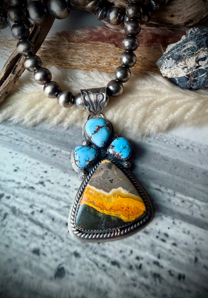 Golden Hills and Bumblebee Jasper Pendant