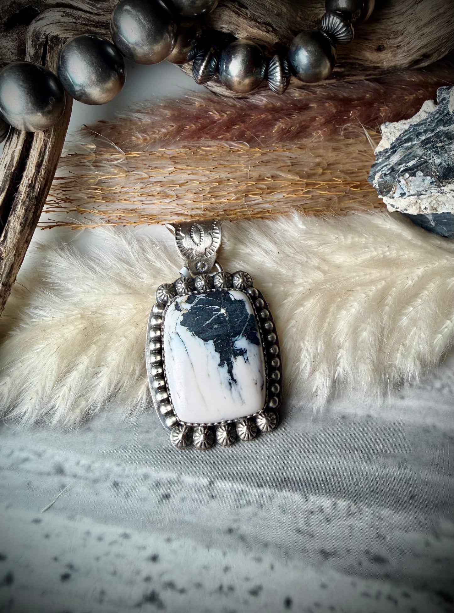 Square White Buffalo Pendant