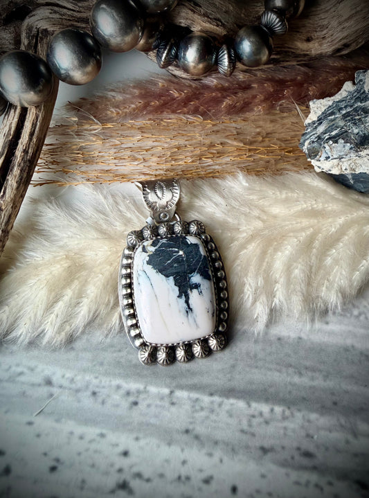 Square White Buffalo Pendant