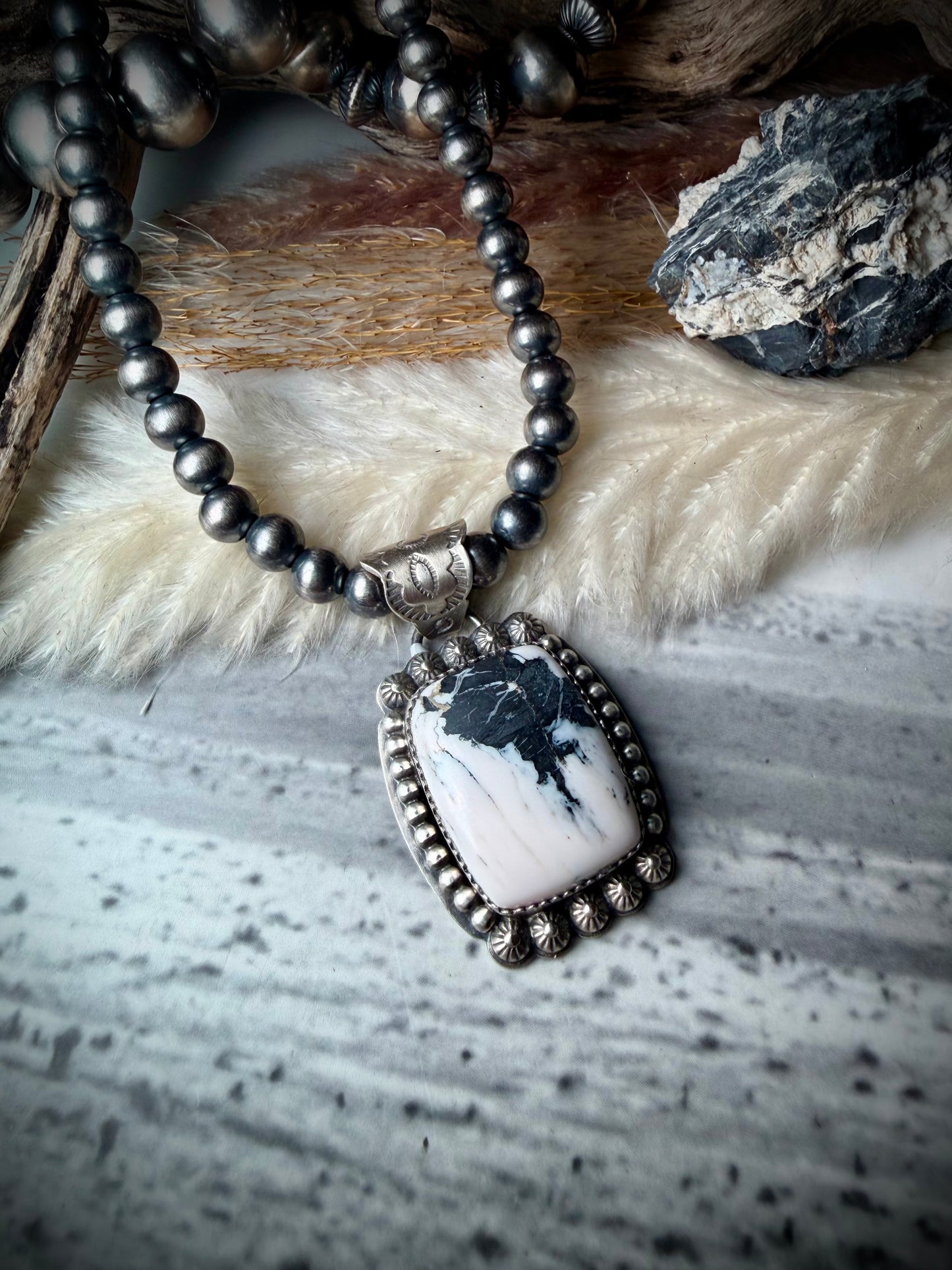 Square White Buffalo Pendant