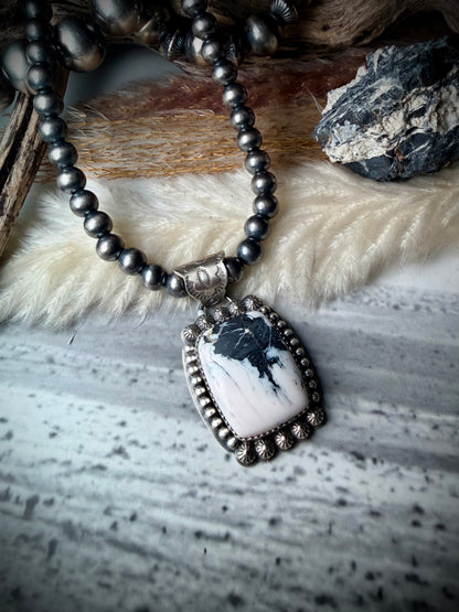 Square White Buffalo Pendant