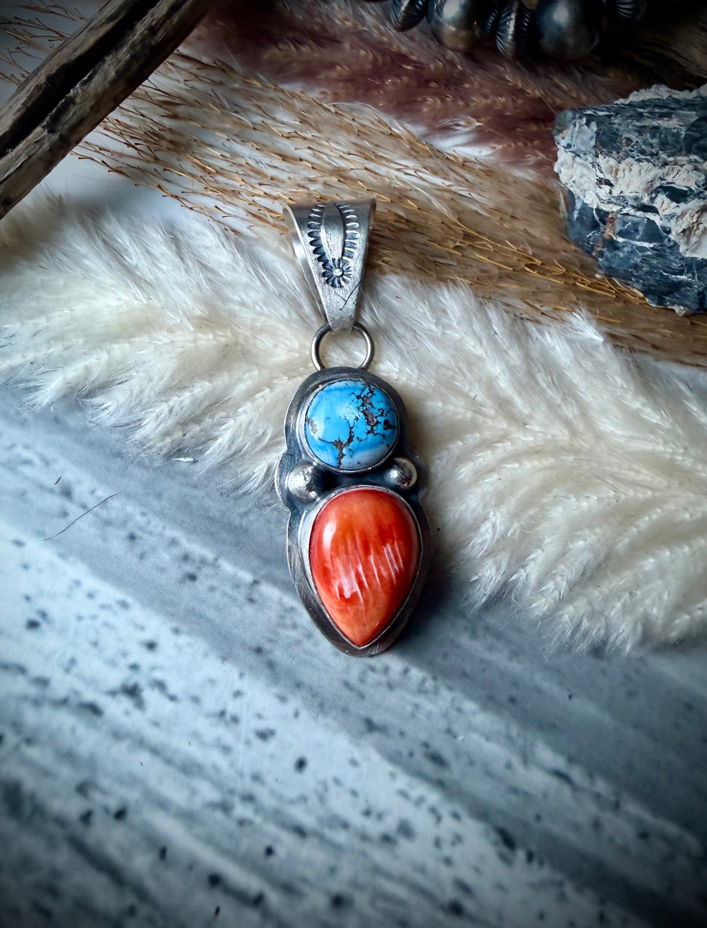 Golden Hills and Orange Spiny Pendant
